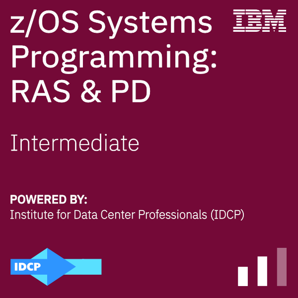 A badge demonstrating proficiency with Z/OS RAS AND PD