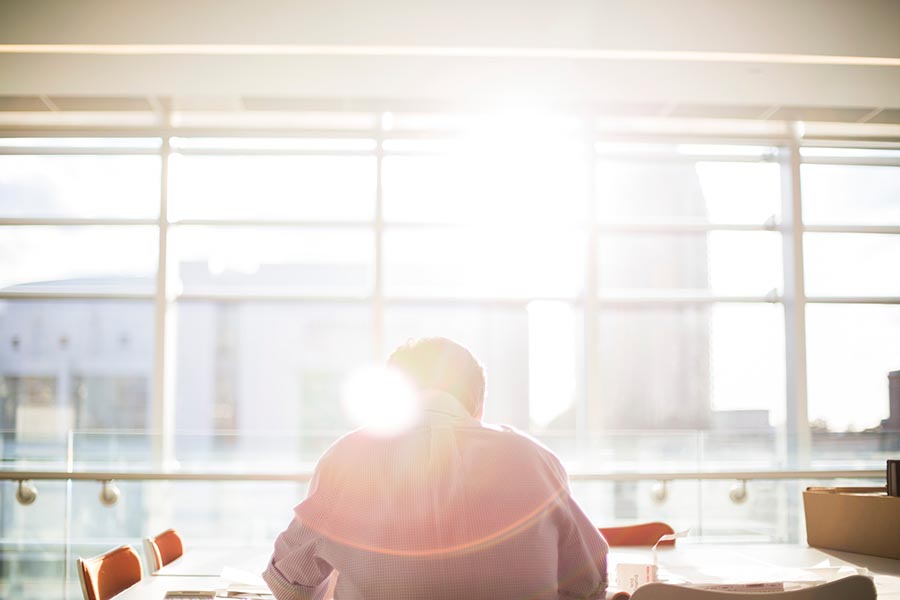 An image of a student at a desk.